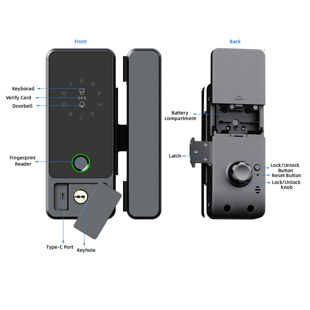 RAYKUBE G18 Smart Glastürschloss mit Tuya App