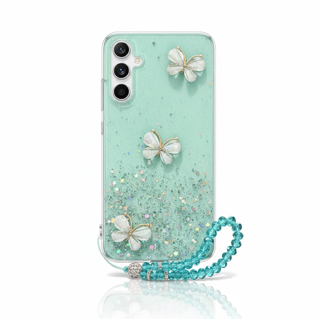 3D Schmetterling Glitzer Hülle für Samsung S24