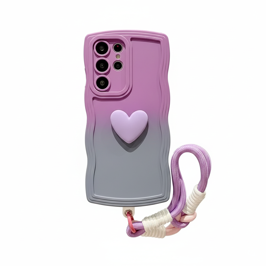 Gradient Wave Lanyard Case with Heart Handle