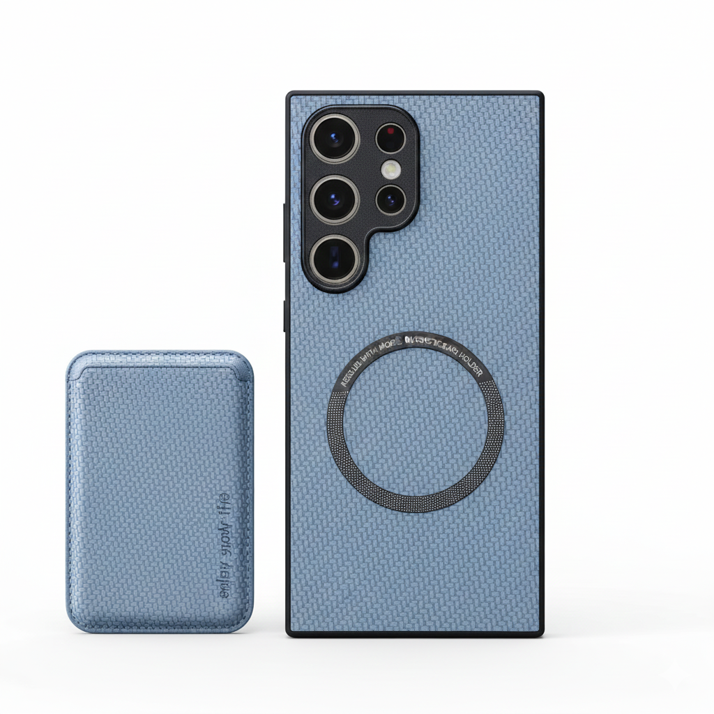 Carbon PU Lederhülle Magsafe für Samsung Galaxy