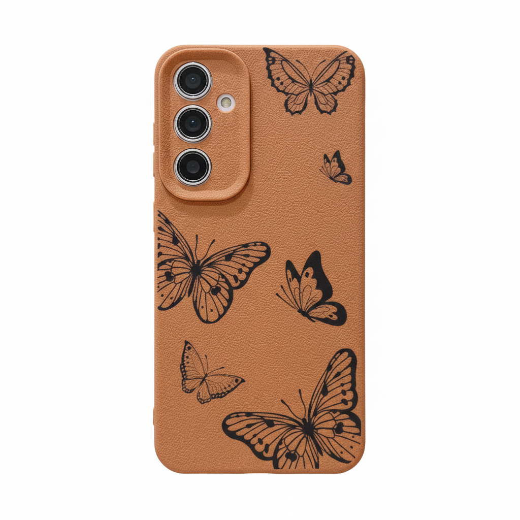 Elegant butterfly case with leather look for Samsung