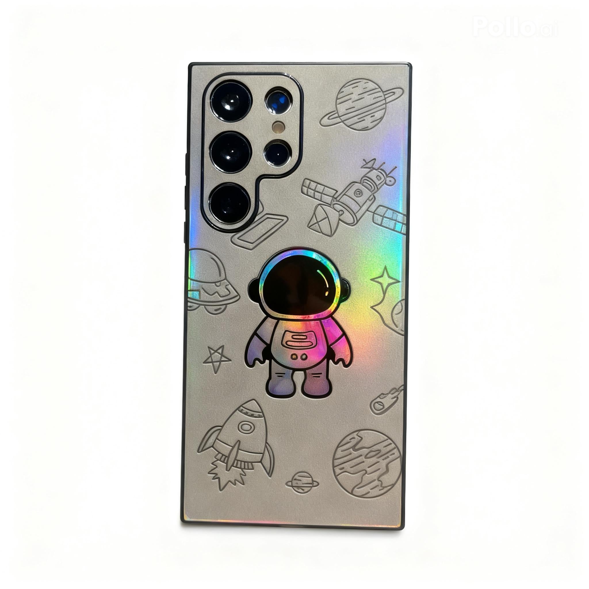 Leder Hülle für Samsung S23 S24 S25 Cartoon Astronaut