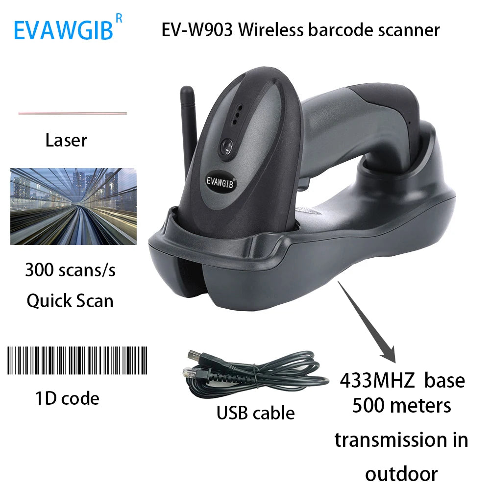 Kabelloser 2D Barcode Scanner mit 500 m Reichweite