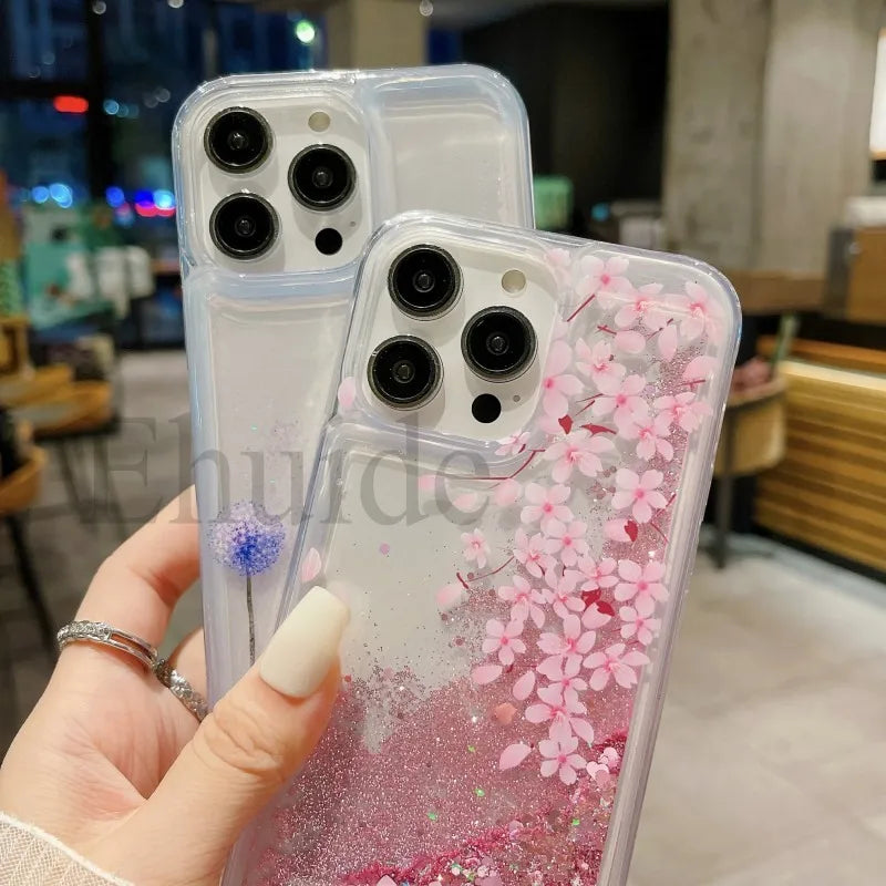 Glitzer Lanyard Hülle für iPhone 17 mit Schmetterling