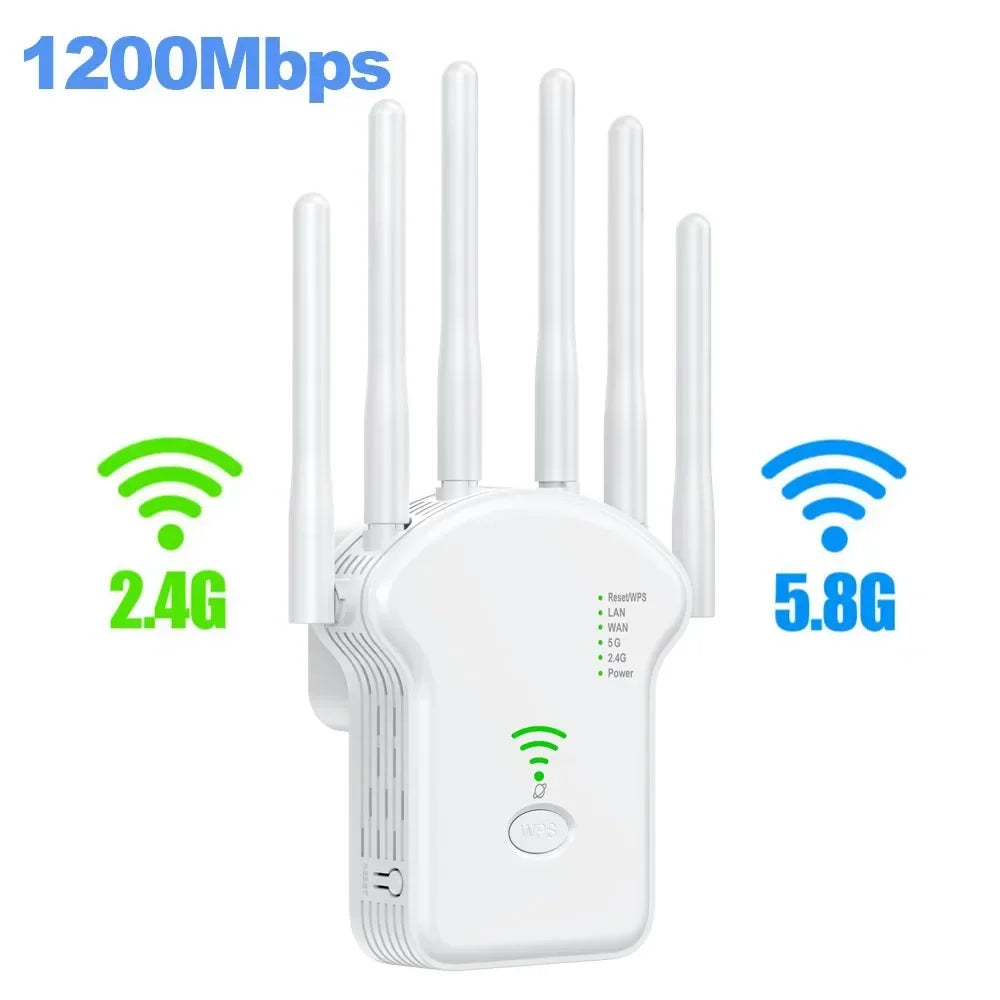 Dualband WLAN Repeater 1200Mbps WiFi Verstärker WPS