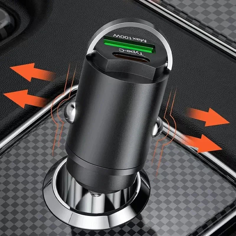 100W USB-C Autoladegerät Schnellladung Typ C Adapter