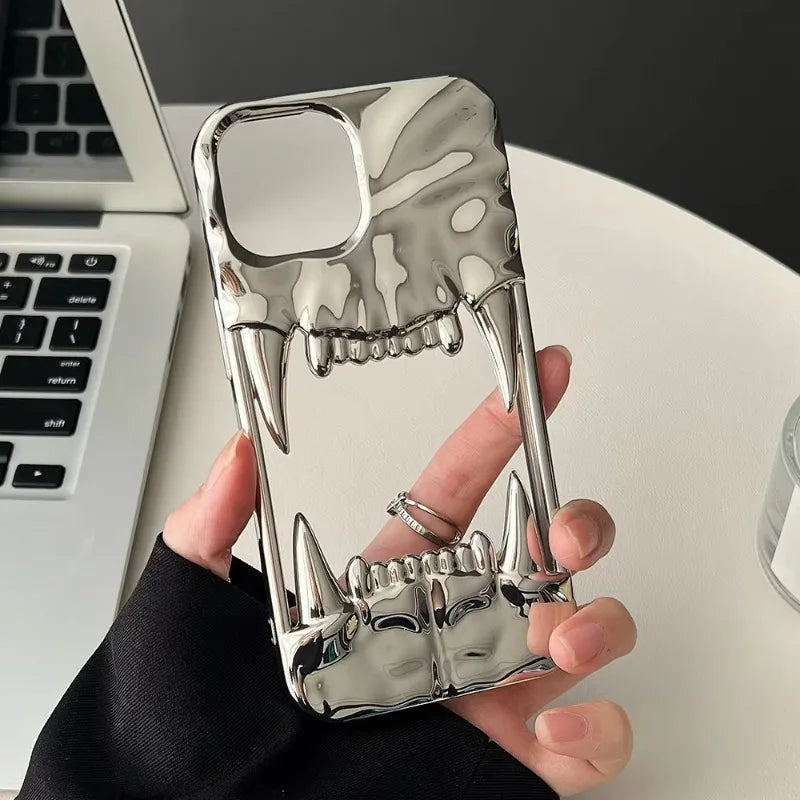 3D Hundezahn Silikonhülle iPhone stoßfest weiß