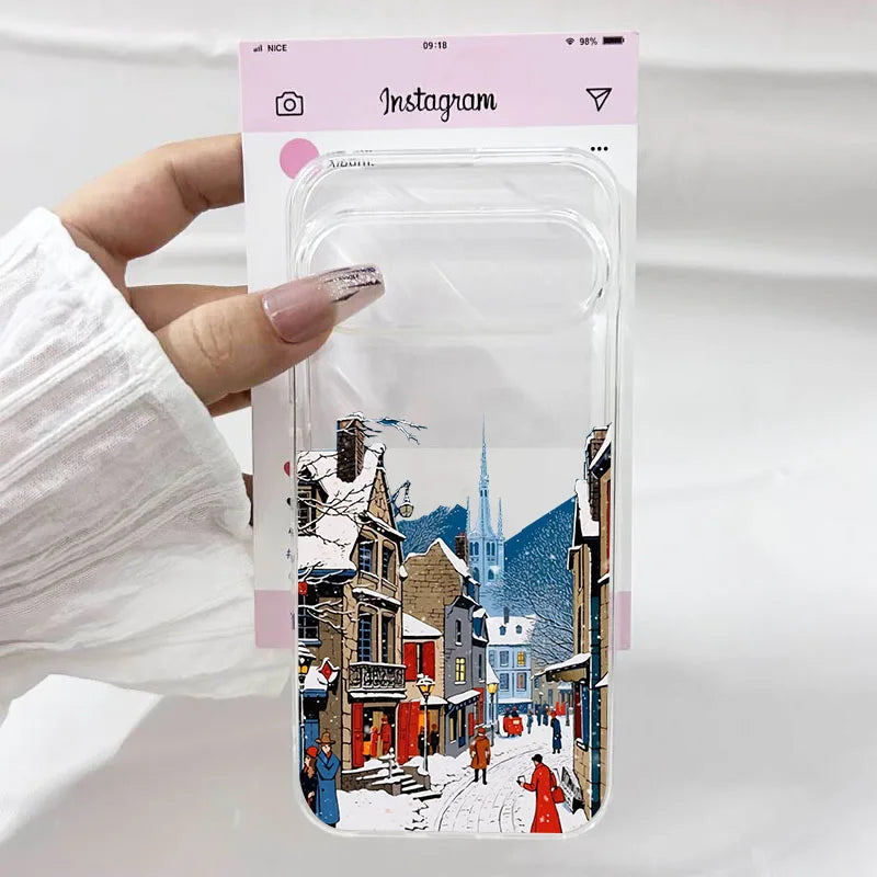 Beautiful winter phone case with snowy landscape for Google Pixel