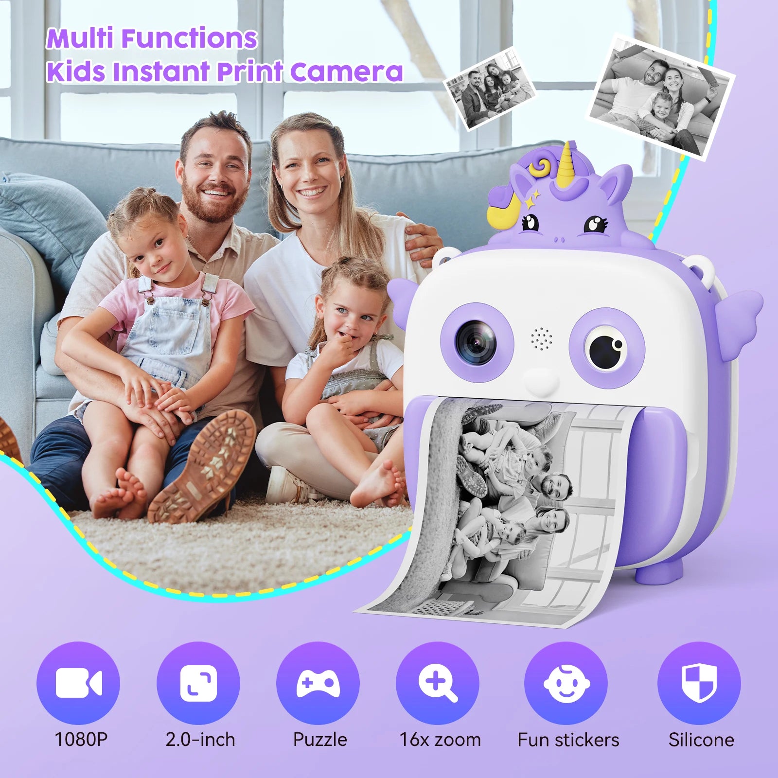 Kinderkamera Sofortdruck Selfie 1080P HD Mini Kamera