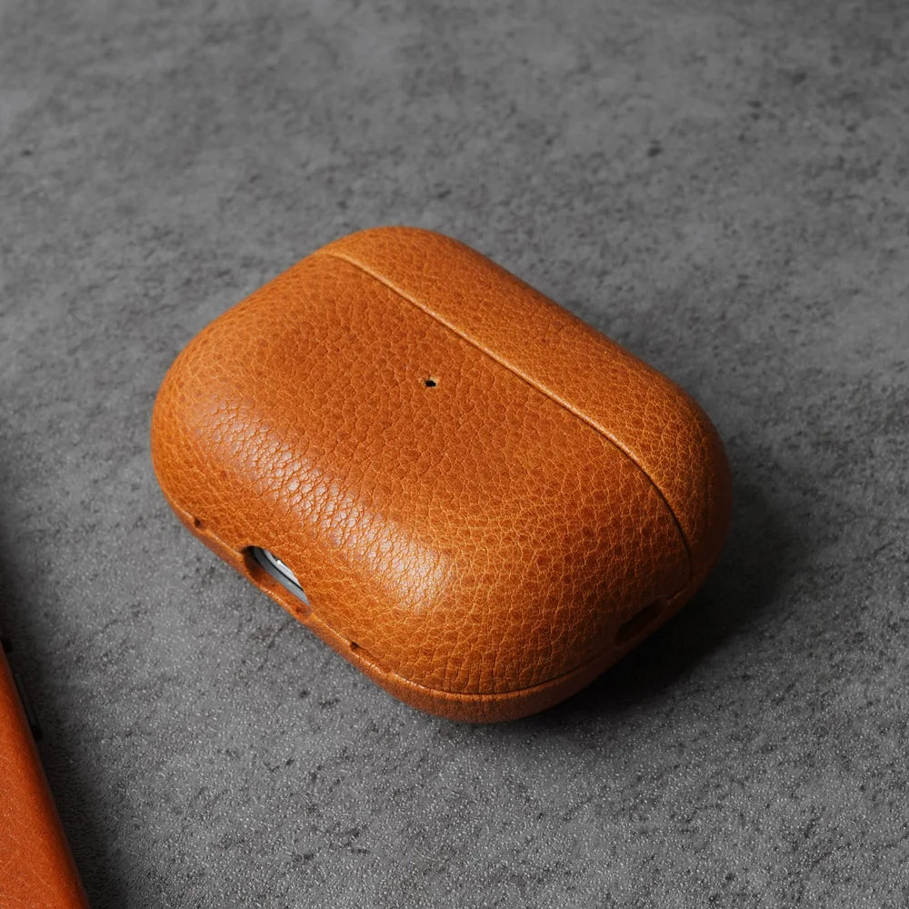 Echtleder‑Schutzhülle für AirPods Pro 3 mit Litschi‑Muster