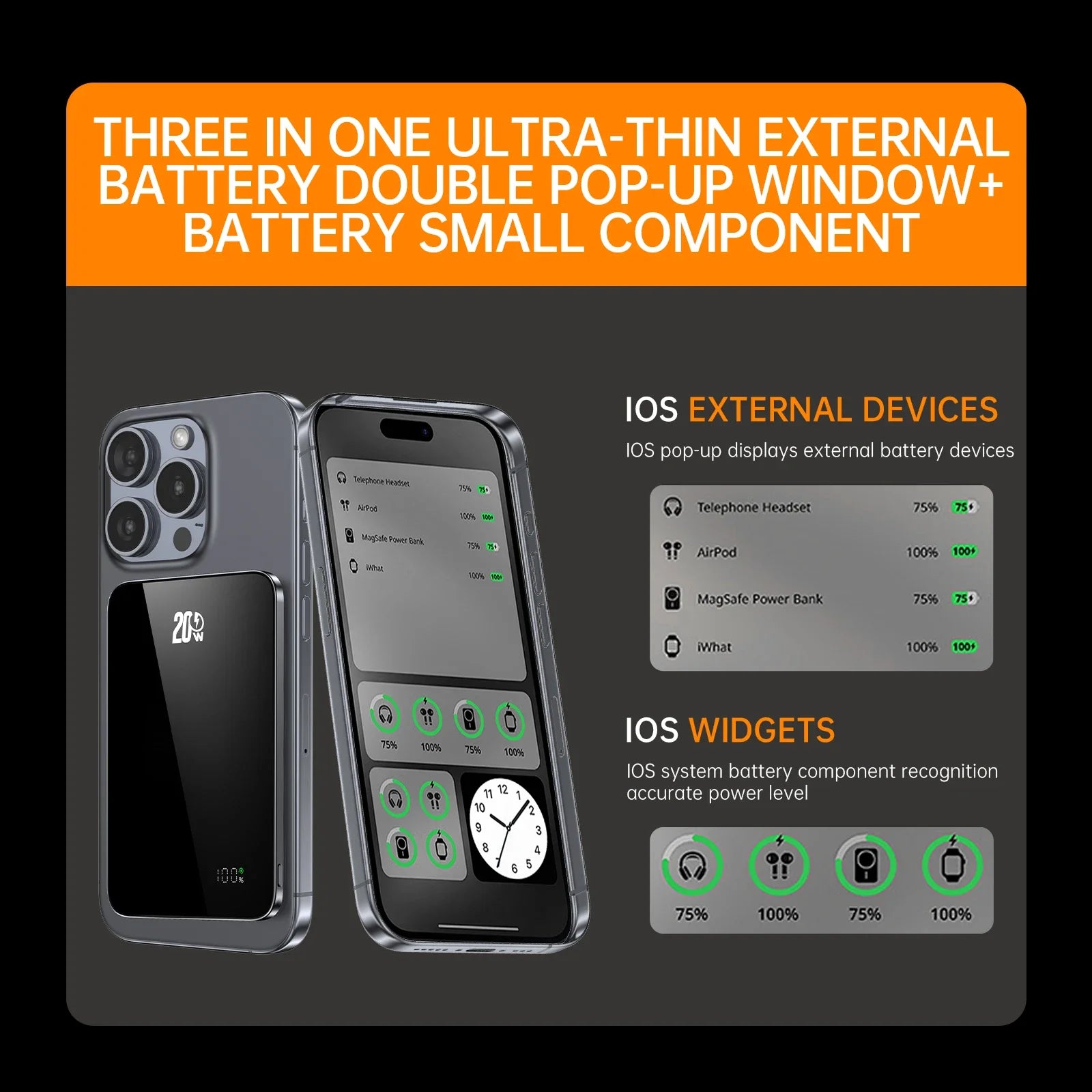 Ultraflache Magnet-Powerbank 5000/10000 mAh