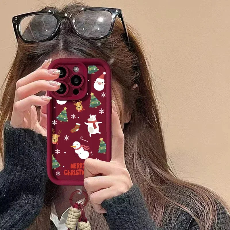 Cute Christmas phone case with red chain for Pixel