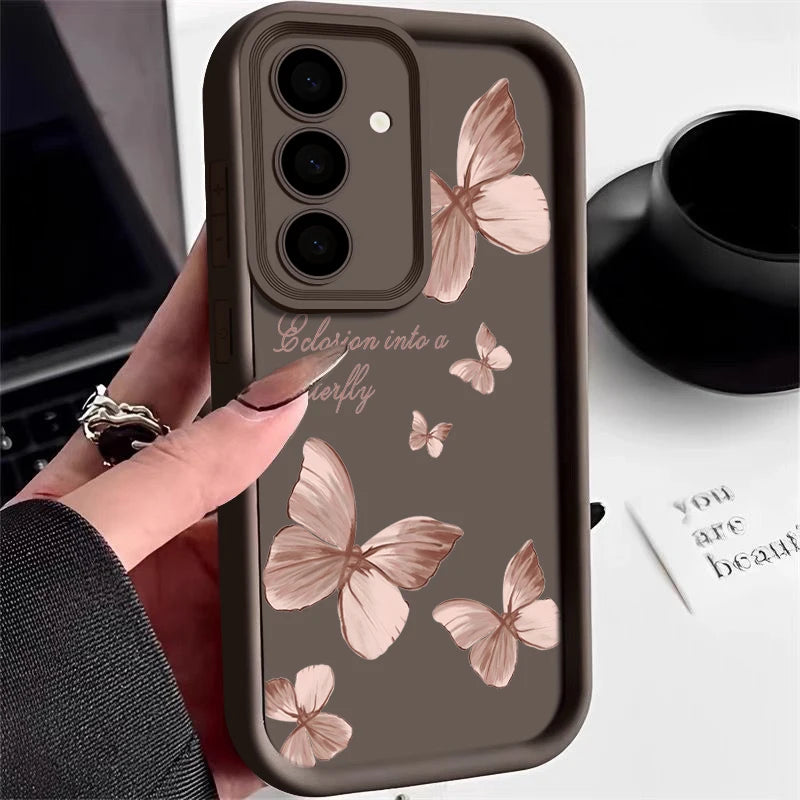 Für Samsung TPU Hülle Gold Schmetterling