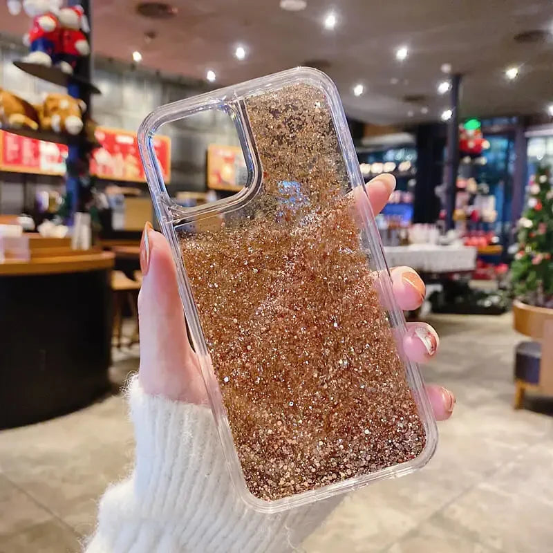 Helles Silber Gold Treibsand Hülle für iPhone 17 Pro