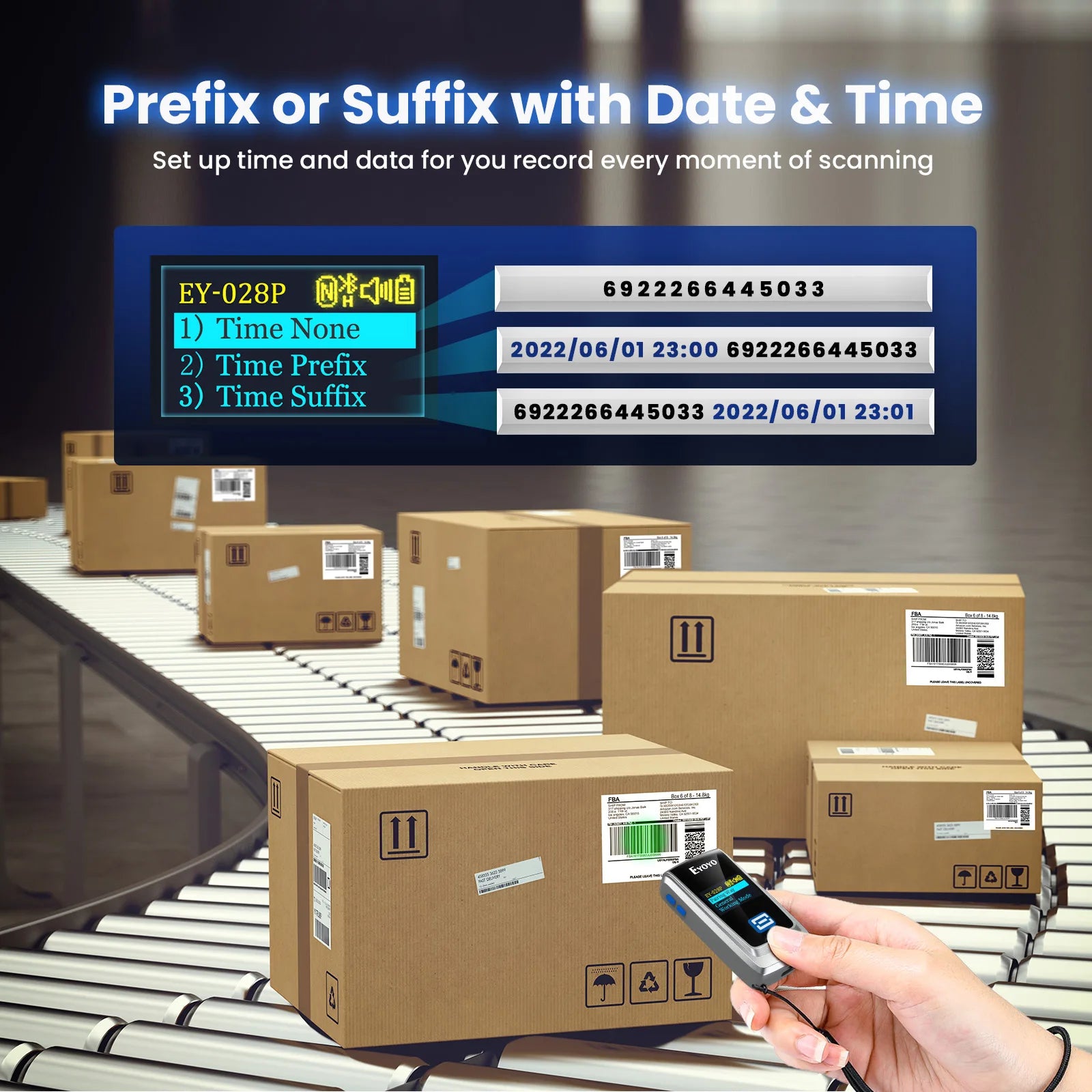 Drahtloser 2D QR Barcode Scanner mit LED-Anzeige