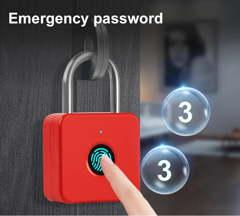 Rotes Smart Fingerabdruck-Vorhängeschloss USB-C