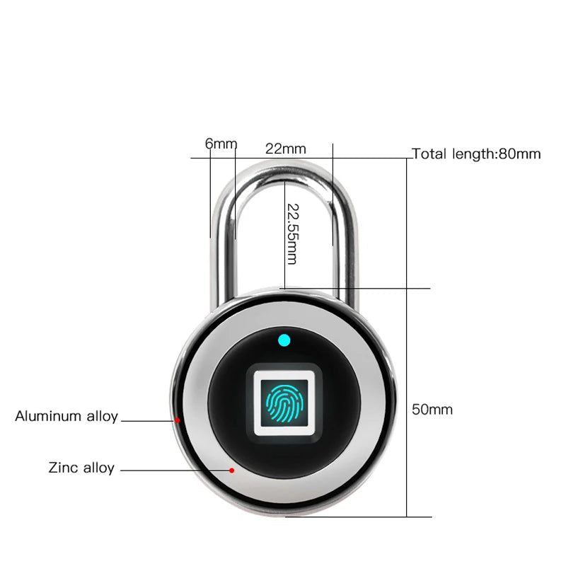 Wasserdichtes Fingerabdruck-Vorhängeschloss IP68 USB