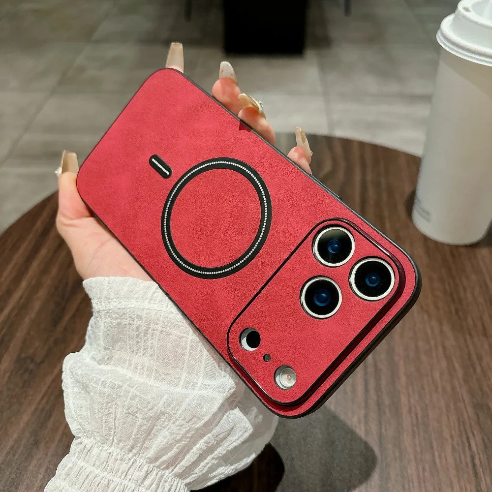 Magnetische matte Lederhülle iPhone 17 Pro Max