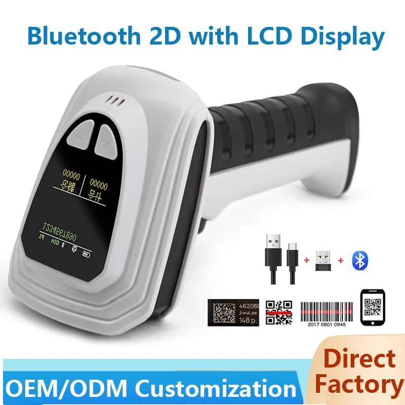 Tragbarer 2D Bluetooth Barcode-Scanner mit LCD