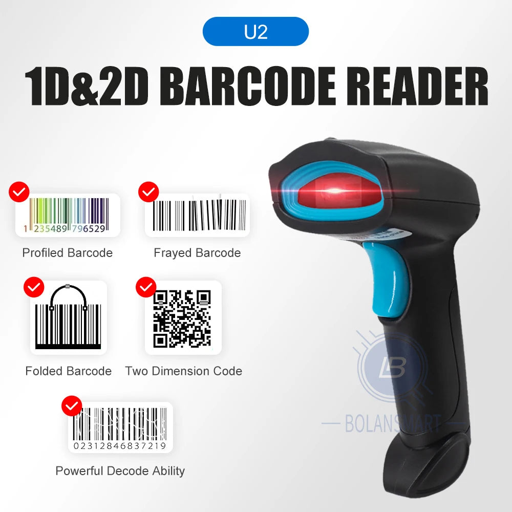 2D Bluetooth Kabel Scanner Tragbarer QR PDF417 Reader