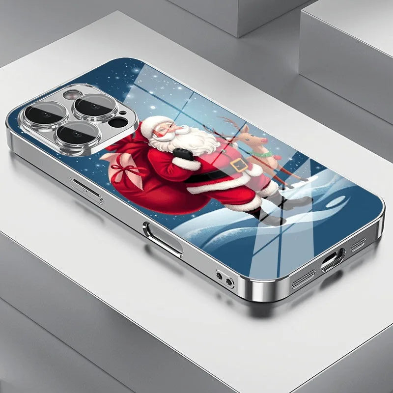 Weihnachtsmann Glas Hülle Silber für Samsung S25