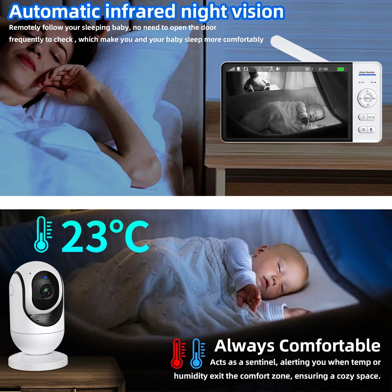 7-Zoll Baby Monitor mit PTZ Kamera & Smart Home