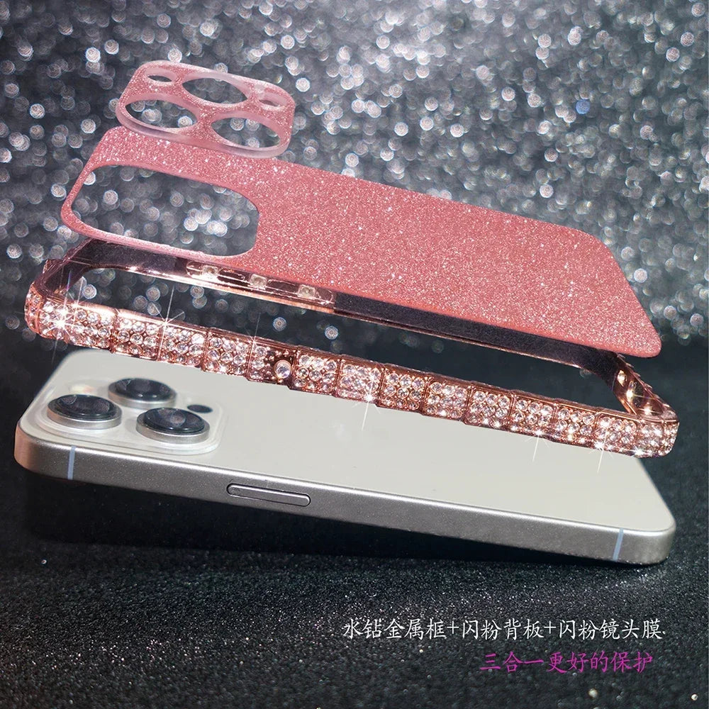 Glitzer Metall Bumper Hülle für iPhone 15 Pro Max