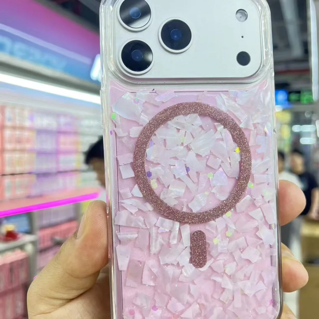Glitzer Muschelmuster Hülle für iPhone 17 Pro Max