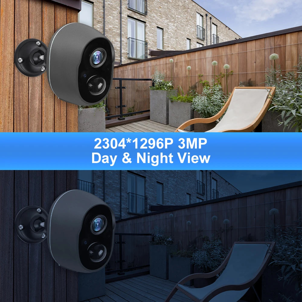 3MP WLAN Akku Kamera IP65 mit PIR & Sirene Outdoor