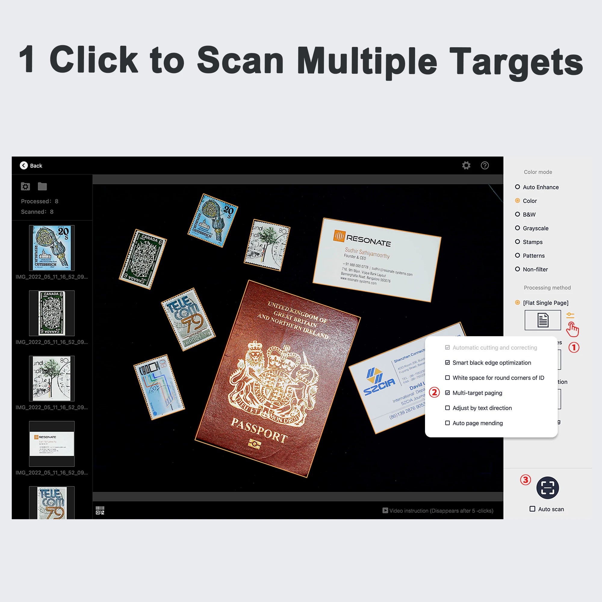 Tragbarer A4 Dokumentenscanner 8MP schneller Scan