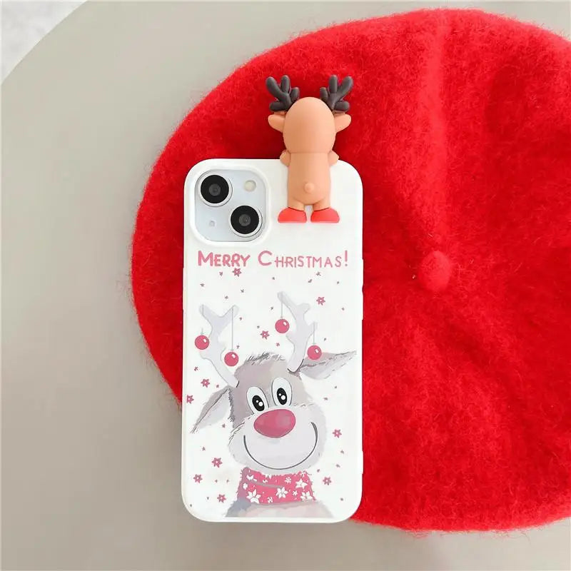 3D Weihnachts-Rentier TPU Hülle für iPhone 16 Pro Max