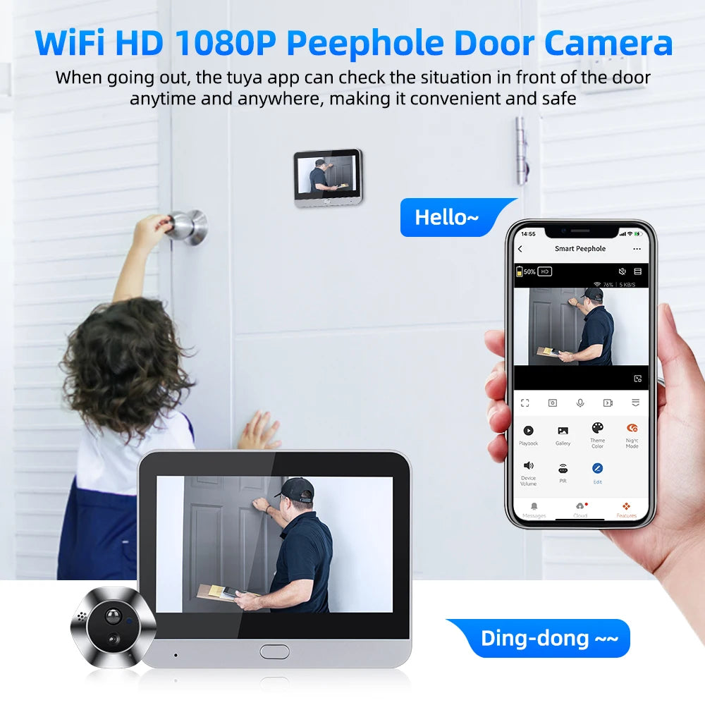 Elecpow Tuya WLAN Video-Türspion 1080P mit Bewegungserkennung