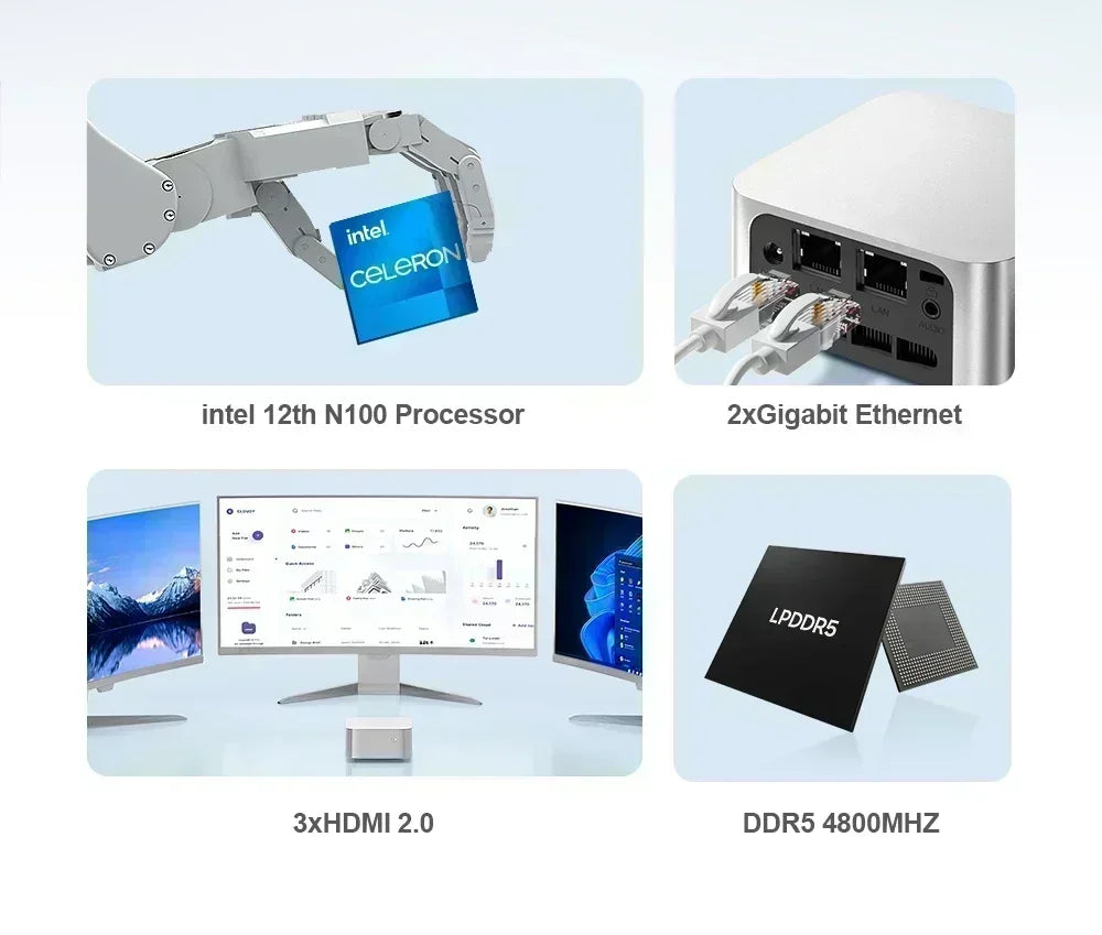 Kompakter Mini-PC Intel Quad Core Windows 11
