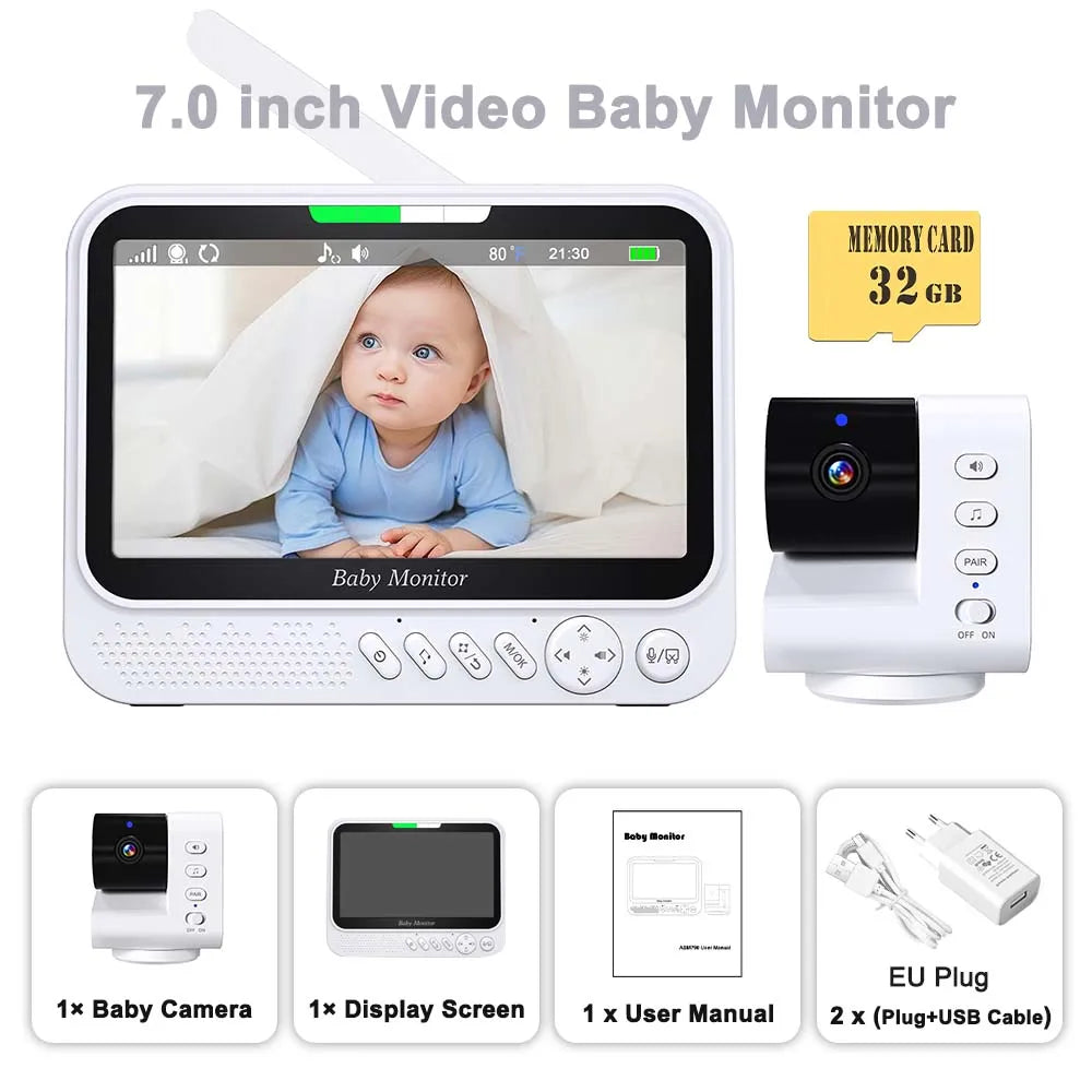 7 Zoll Video Babyphone mit Schwenk-Neige-Zoom