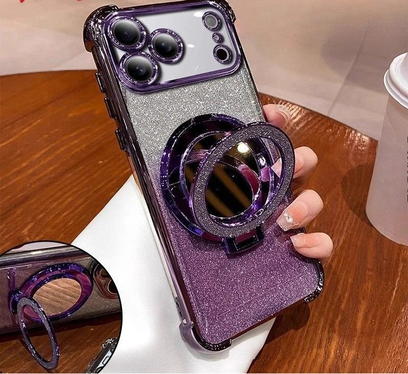 Glitzer Spiegel Hülle mit Ständer für iPhone 17