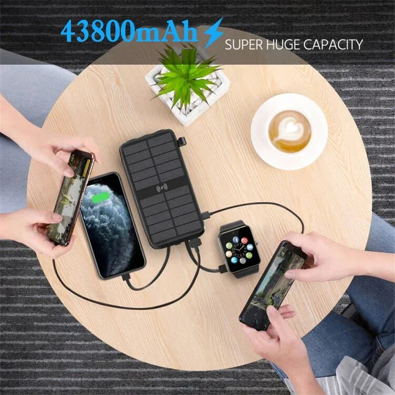 43800mAh Solar Powerbank mit Qi Schnellladung PD22.5W