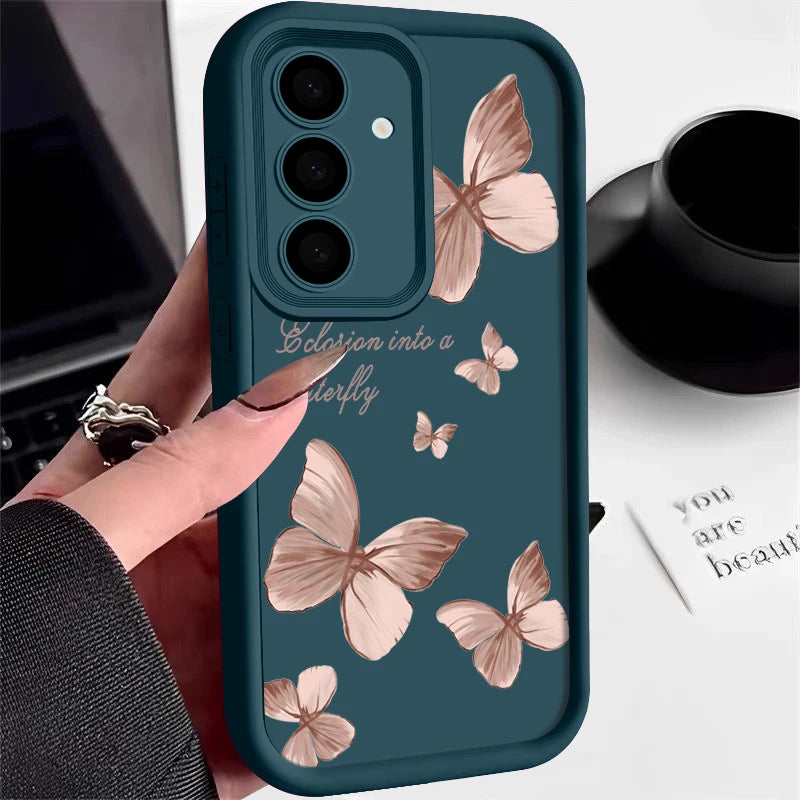 Für Samsung TPU Hülle Gold Schmetterling