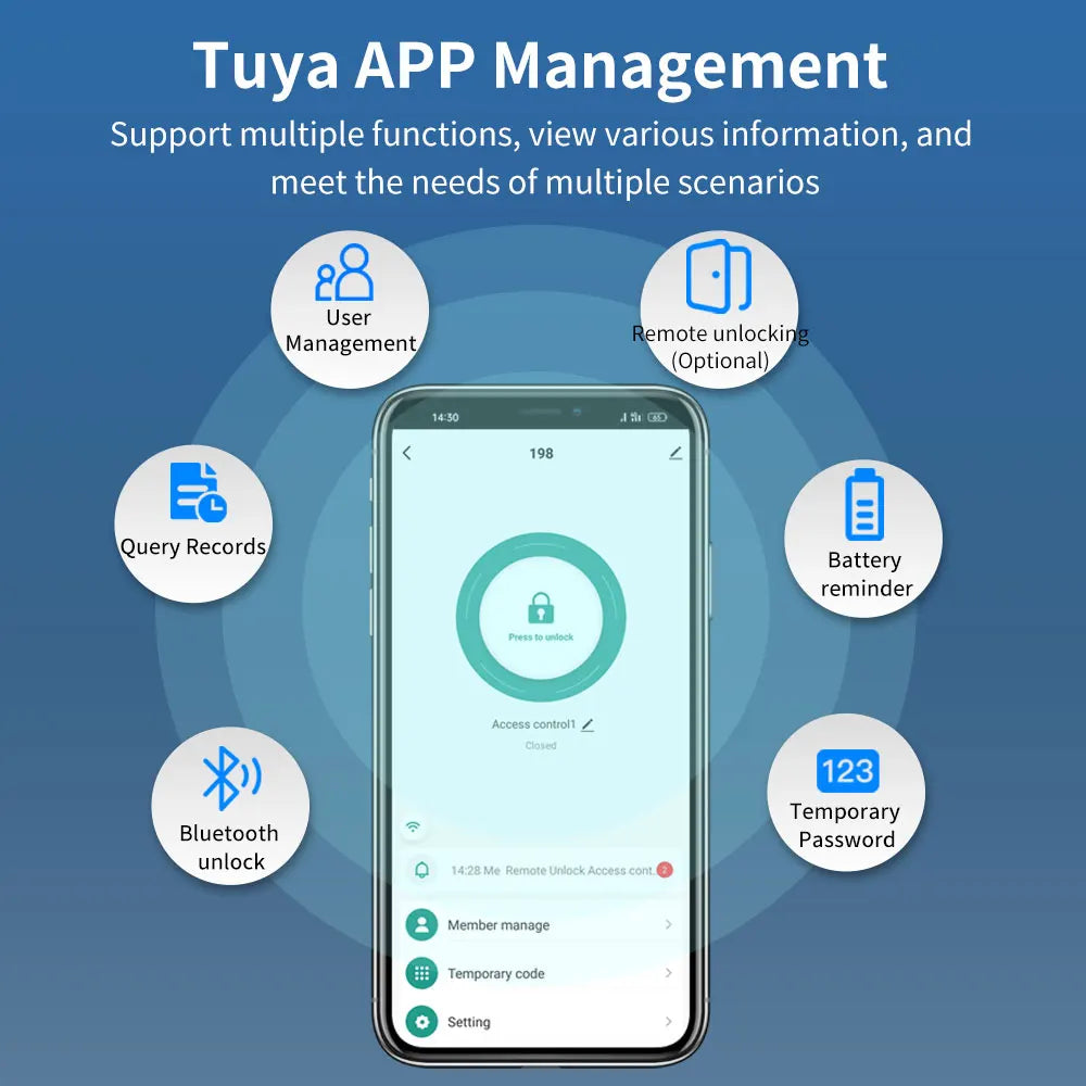Tuya Smart Glas Türschloss mit Fingerabdruck & App