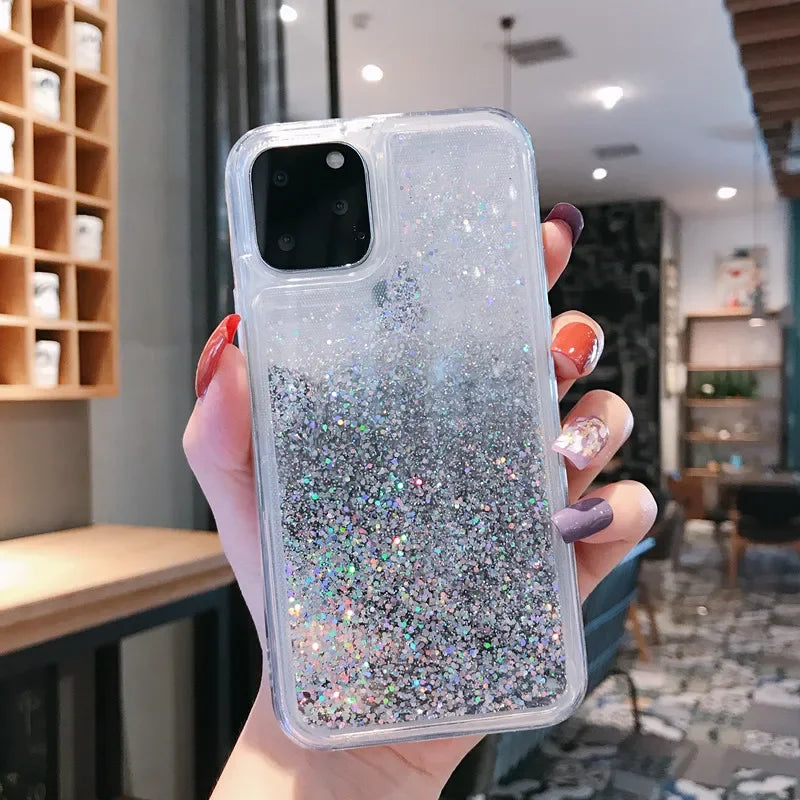 Silberne Sternen-Treibsand Hülle für iPhone 17 Pro Max