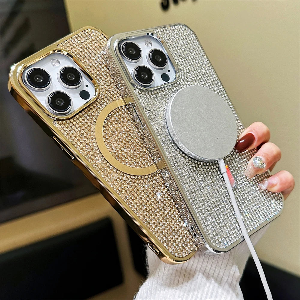 Luxus Glitzer Hülle für iPhone 17 mit Magnet & Diamant