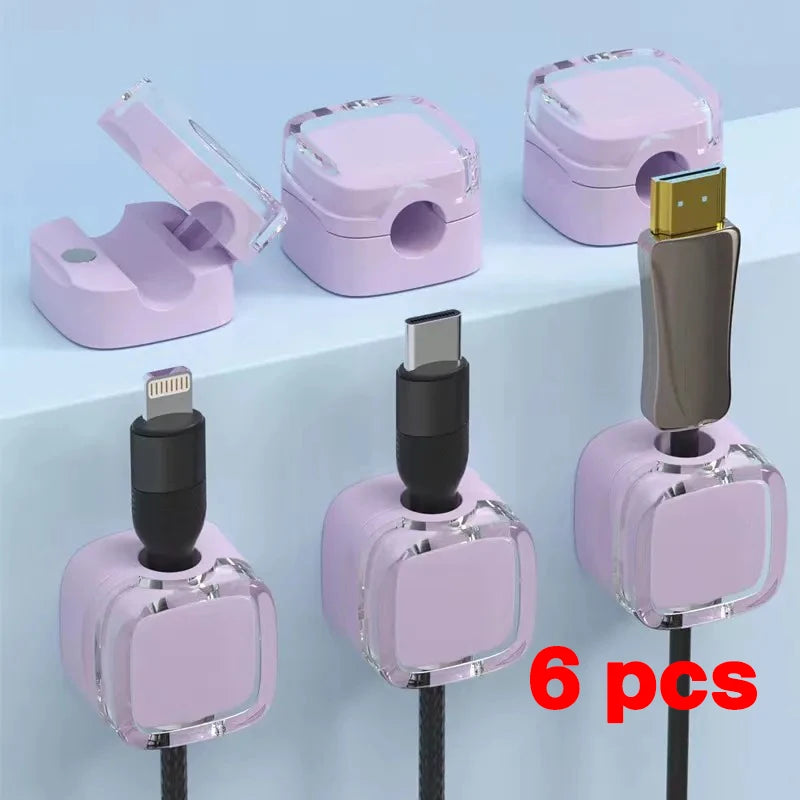 Magnetic cable clips for desk and office