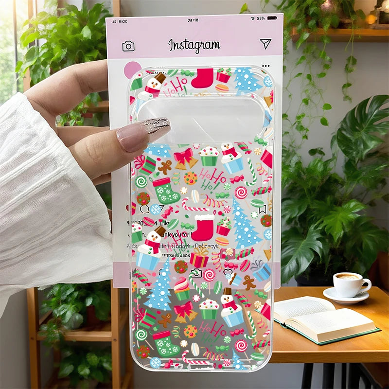 Weiche Weihnachts TPU Hülle für Google Pixel 8 9 und 10 Serie stoßfest flexibel passgenau weihnachtliches Silikon Case mit Schutz vor Kratzern und Staub