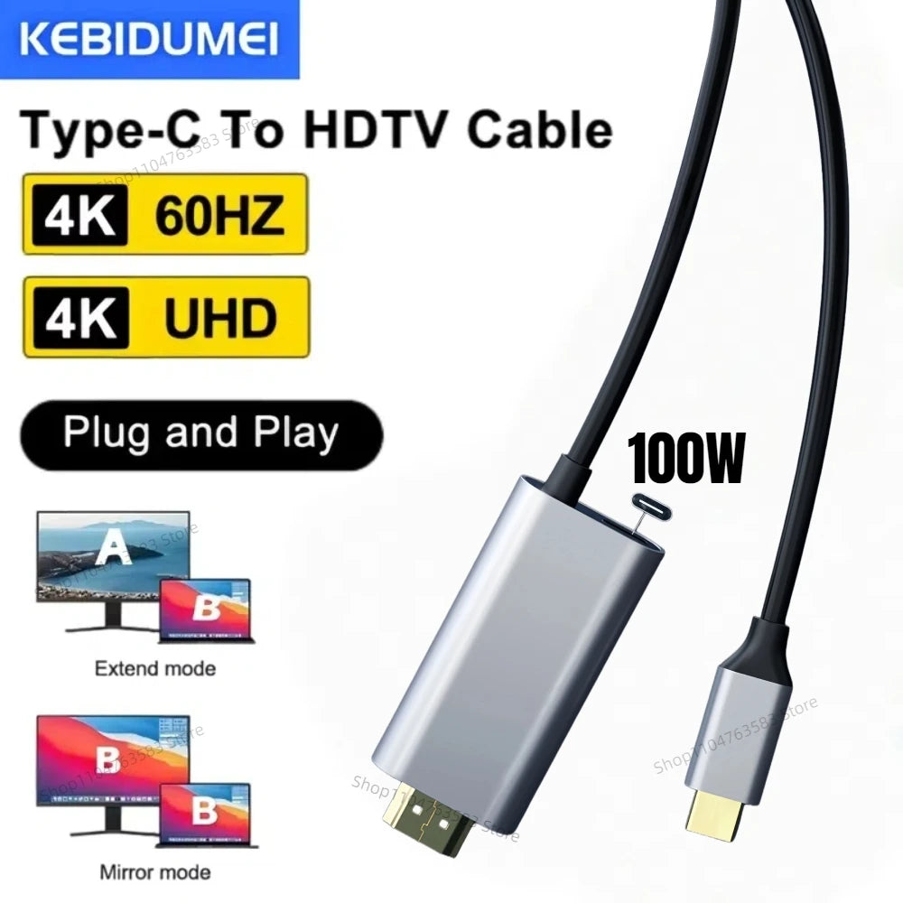 USB-C auf HDMI Kabel 4K60Hz 100W Schnellladung 1,8m
