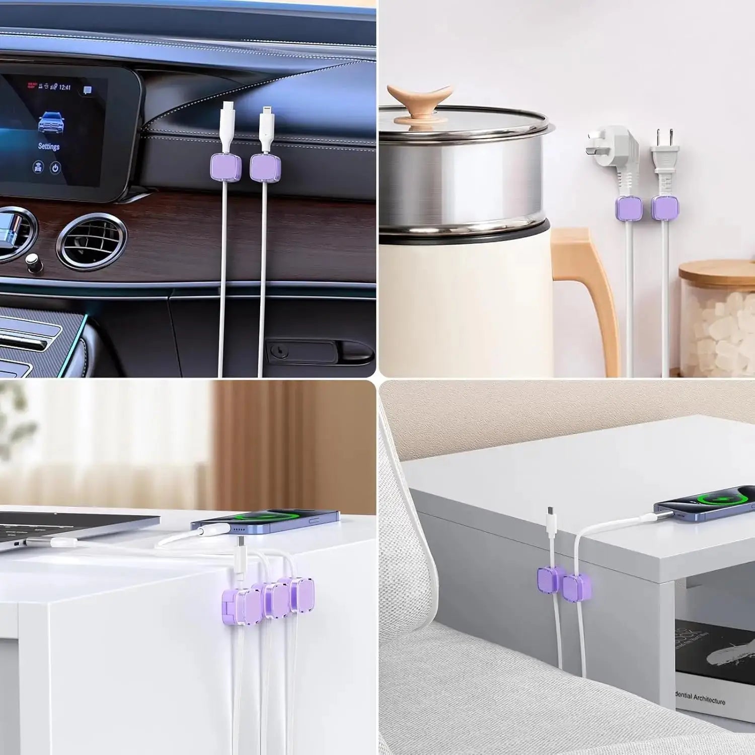 Magnetic cable clips for desk and office
