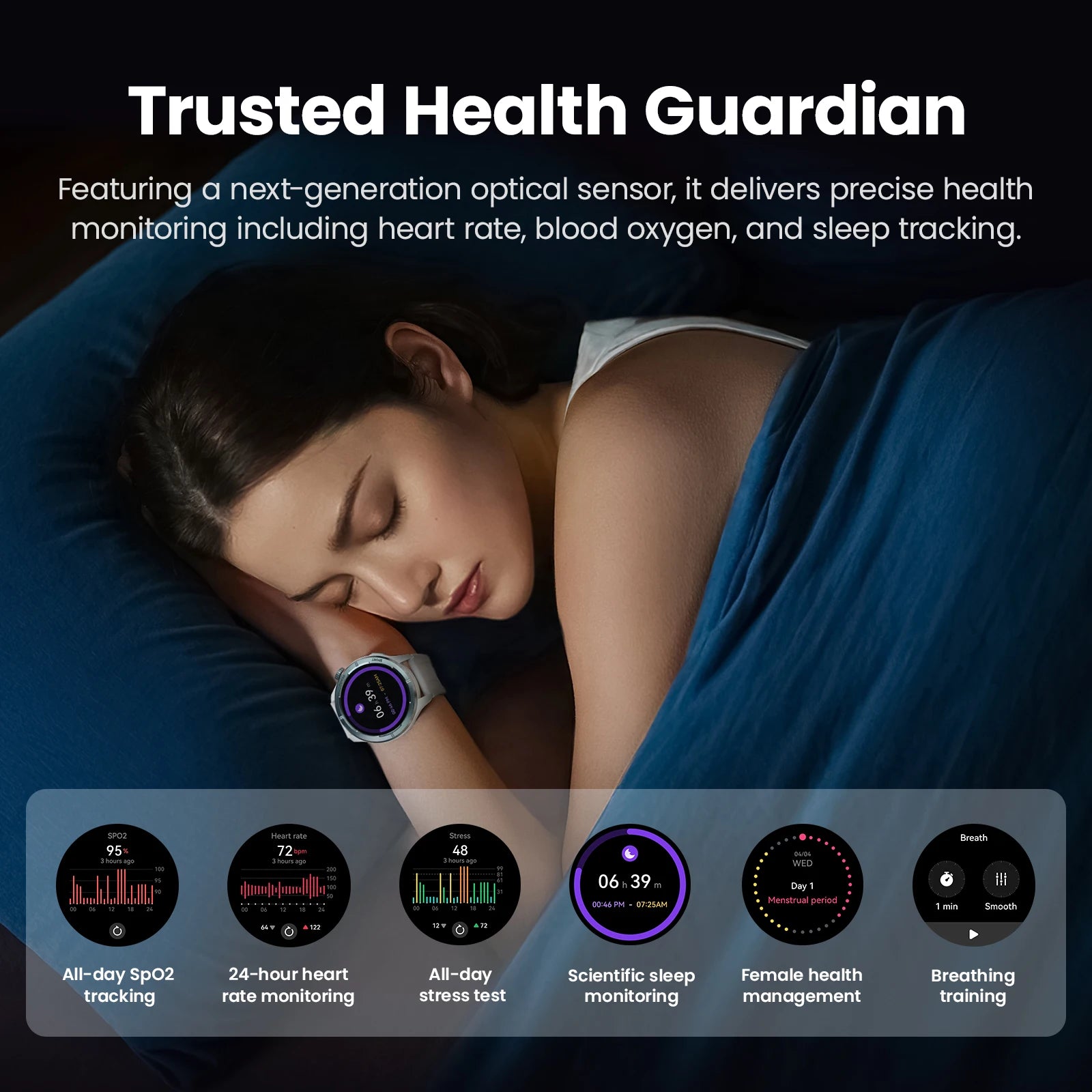 1,53" Smartwatch mit HD Display & 24H Gesundheitsmonitor