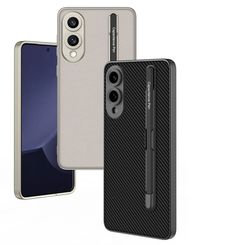 Carbon Leder Hülle mit Stift für Galaxy S25 Ultra