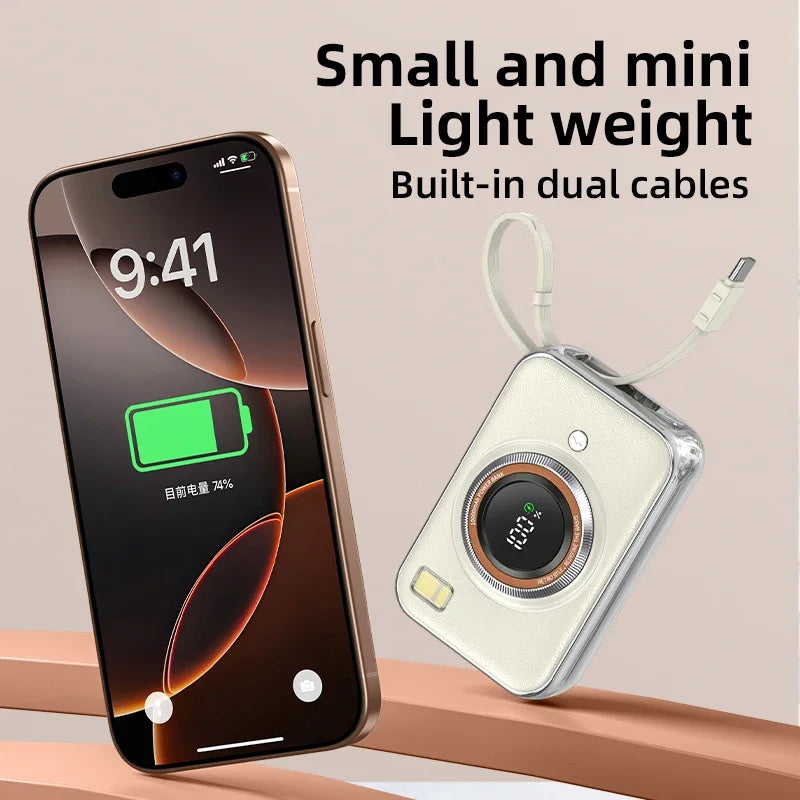 Mini Powerbank mit Kabel & Farbwahl