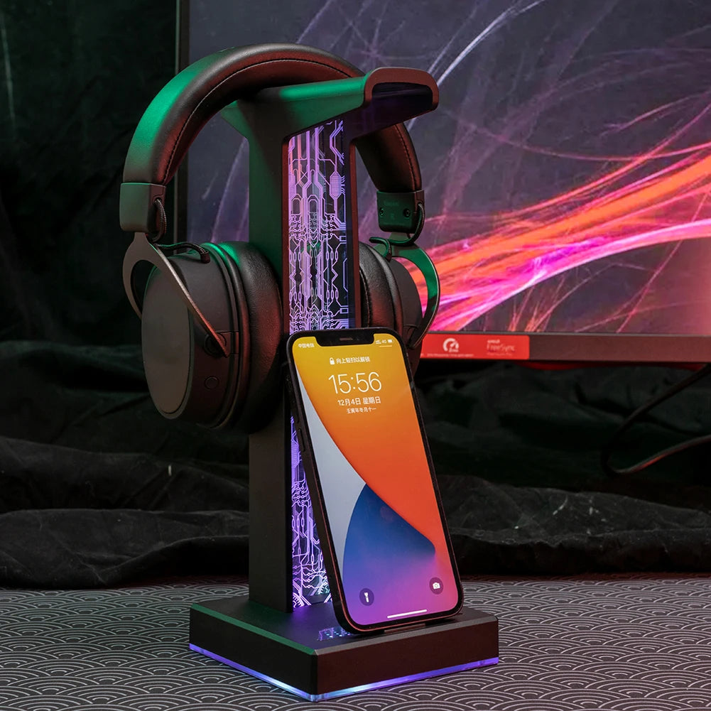 RGB Gaming Kopfhörerständer mit Dual USB und Licht