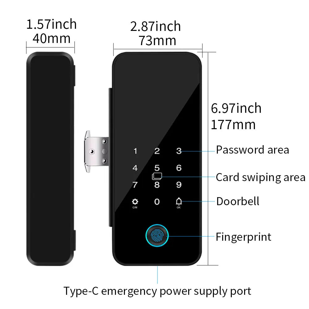 Tuya Smart Glas Türschloss mit Fingerabdruck & App
