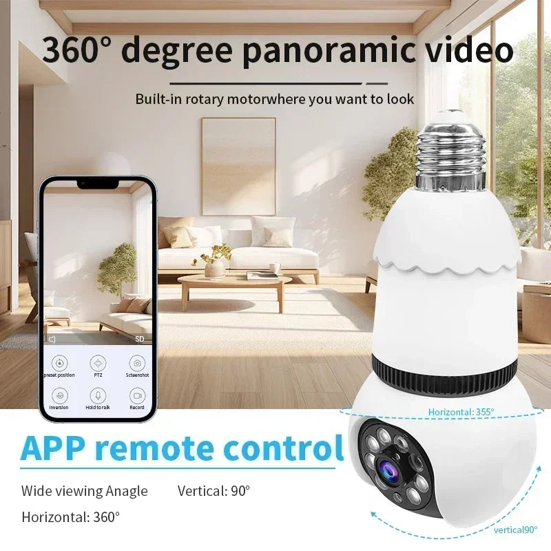 LED Glühbirnen Kamera 8MP WLAN PTZ mit Nachtsicht